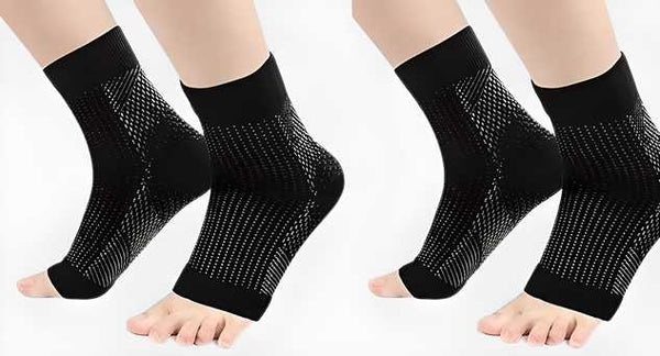 Black toeless arch support socks for plantar fasciitis relief - compression ankle sleeves